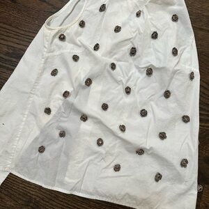 J. Crew Cream Embellished top Casual Resort Wear